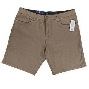 IZOD Jeans Shorts Mens 38 Brown Khaki Comfort Stretch Classic Fit Casual